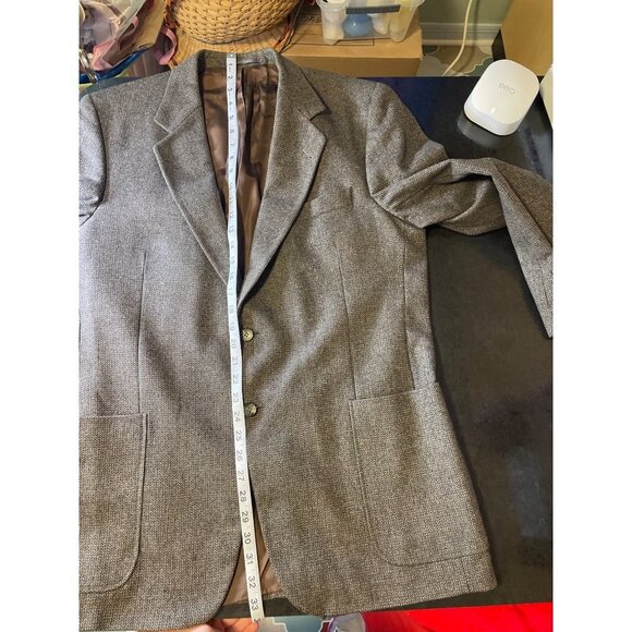 Vintage Giorgio Brown Wool Tweed Men’s Blazer Jacket Sz 42L - Picture 7 of 12